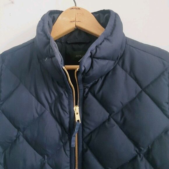 J. Crew Womens Down Filled Quilted Puffer Vest Jacket Size M Navy Blue - Picture 3 of 12
